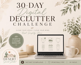 30 Day Digital Declutter Challenge Printable | Digital Planner | Digital Organization Checklist | Productivity & Minimalist PDF | Download