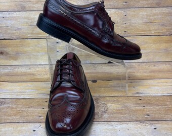 Vintage Dexter USA Dress Shoes Men 10.5 C Burgundy Wingtip Longwing Brogue