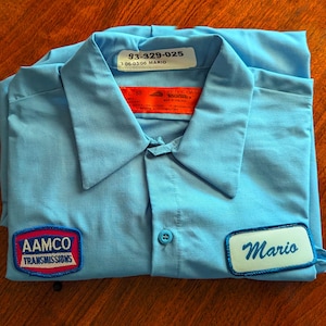 Vintage Aamco Short Sleeve Blue Shirt Men&#39;s Size Large