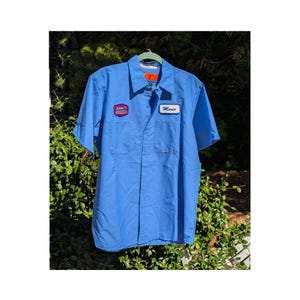 vintage Aamco chemise bleue à manches courtes pour hommes, grande taille