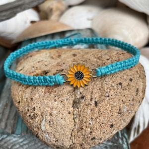 Sunflower Anklet-Flower Anklet-Hippie Anklet-Boho Anklet-Adjustable Anklet-Beach Anklet-Waterproof Anklet