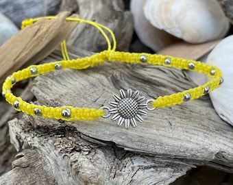 Sunny Sunflower Anklet-Hippie Anklet-Boho Anklet-Beach Anklet-Beaded Anklet-Waterproof Anklet