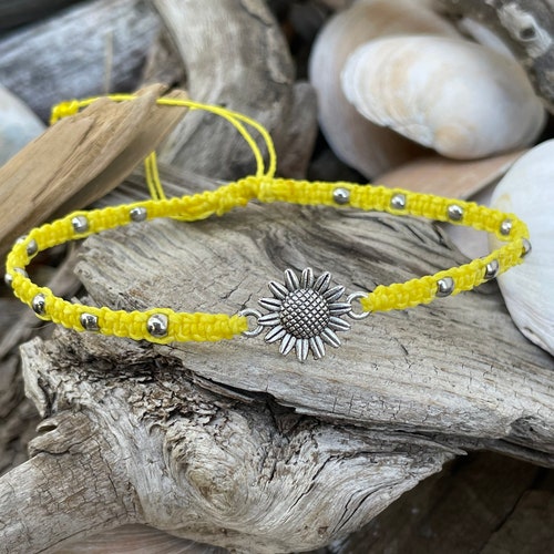 Anklet Ankle Bracelet Beaded Sunflower Boho Hippie Festival Etsy