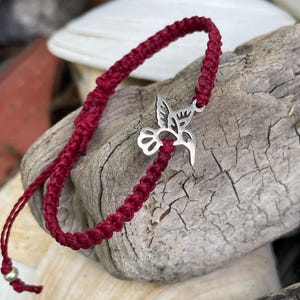 Hummingbird Macrame Bracelet-Stainless Steel-Hand Knotted-Adjustable Bracelet-Waterproof/Hummingbird Gift/Bird gift