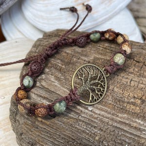 Tree of Life Bracelet/Macrame/Lava Stones/Earthy/ Beaded Bracelet/Family Symbol/Mother Earth/Earth Connections/Adjustable