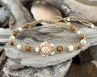 Turtle Anklet-Cotton Cord-Waterproof Cord- Boho Hippy Anklet-Beach Anklet