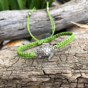 Turtle Macrame Bracelet-Pull String-Adjustable- Cotton Bracelet-Waterproof Waxed Cord Bracelet-Friendship-Beach Bracelet