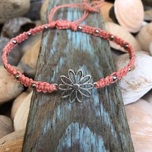 Daisy Flower Anklet-Hippie Anklet-Boho Anklet-Beach Anklet-Beaded Anklet-Waterproof Anklet