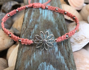 Daisy Flower Anklet-Hippie Anklet-Boho Anklet-Beach Anklet-Beaded Anklet-Waterproof Anklet
