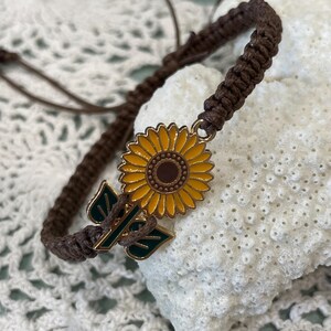 Sunflower Bracelet/ Hand Knotted/ Macrame Adjustable Bracelet/Minimalist Bracelet/Hippie/Boho