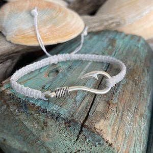 Fish Hook Bracelet-Macrame Bracelet-Nautical Bracelet-Fisherman Gift-Unisex-Men-Women