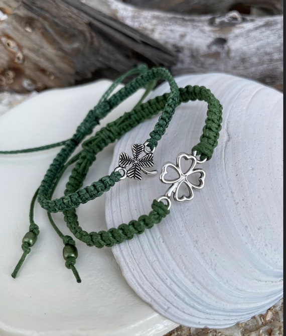Shamrock Macrame Bracelet: Irish Pride, St Patrick's Day Luck