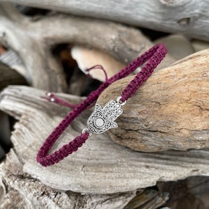 Hamsa Hand Bracelet-Kabbalah Jewelry-Adjustable Macrame Bracelet-Spiritual Bracelet-Hand of Fatima-Evil Protection-Good luck-Unisex Bracelet