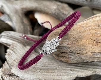 Hamsa Hand Bracelet-Kabbalah Jewelry-Adjustable Macrame Bracelet-Spiritual Bracelet-Hand of Fatima-Evil Protection-Good luck-Unisex Bracelet