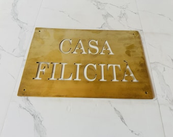 Custom Brass Nameplate, Handmade Gold Door Sign, Personalized House Plaque, Cutout Wall Name