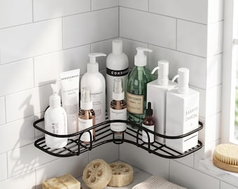 Mensola organizer per bagno / Mensola per doccia senza foratura / Mobiletto minimalista da parete / Appendiabiti adesivo per bagno / Portaoggetti moderno per doccia / Salvaspazio