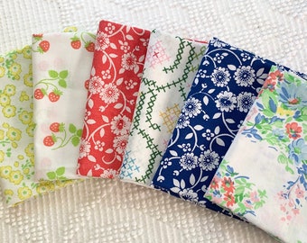 Vintage Sheet Fat Quarter Bundle, Sustainable Crafting and Sewing, Quilting Supplies