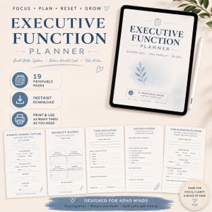 Executive Function Planner | ADHD Time Blindness Decision Helper (Instant Download)