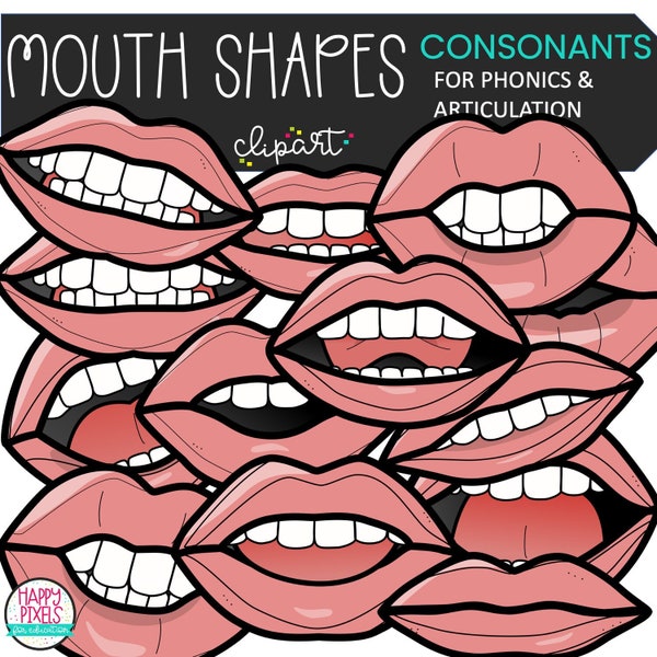 phonics mouth position - mouth articulation clipart - CONSONANTS