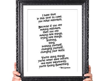 Doing Something, Neil Gaiman, Gift for Writer, Writer Quote, Literary Gifts, English Major Gifts, Author Quote, Gift for Him, Motivational