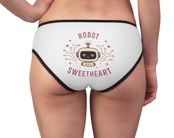 Robot Sweetheart Womens Briefs, Cute Robot Underwear, Funny Tech Panties, AI Lover Gift, Geeky Valentine Gift