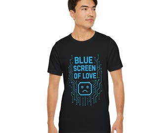 Blue Screen of Love Shirt | Circuit Heart Tee | Cyberpunk Love T-Shirt | Tech Lover Gift | Geeky Romantic Shirt
