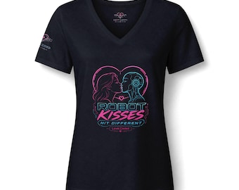 Robot Kisses Tee, Cute Robot Love Shirt, Funny AI Graphic T-Shirt, Geeky Tech Lover Gift, Retro Futuristic Shirt