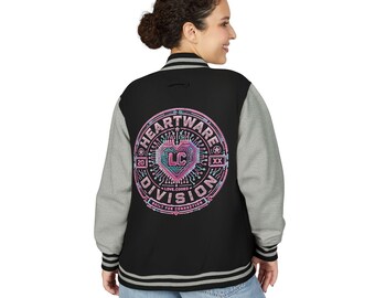 Heartware Division Varsity Jacket, Cyberpunk Letterman Jacket, Futuristic Tech Jacket, Retro Computer Streetwear