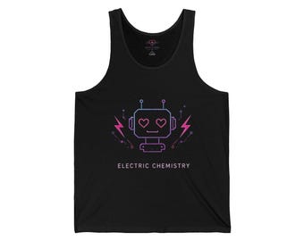 Electric Chemistry Robot Tank Top, Cute Robot Shirt, Retro Futuristic Tank, Tech Lover Gift, AI Love Graphic Tank
