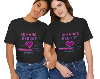 Romance Reboot Pixel Heart Tee, Cyberpunk Love Shirt, Retro Gaming T-Shirt, Tech Lover Gift, Digital Romance Graphic Tee