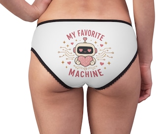My Favorite Machine Womens Briefs, Cute Robot Underwear, Funny Tech Panties, AI Lover Gift, Geeky Romance Gift