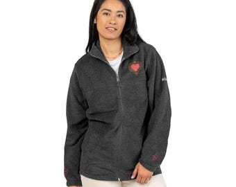 AI Luv U Columbia Fleece Jacket, Embroidered AI Love Jacket, Cyberpunk Tech Fleece, Robot Lover Gift, Futuristic Outerwear