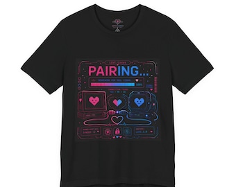 Pairing Heart Tech Tee, Cyberpunk Circuit Heart Shirt, Retro Futuristic Graphic Tee, Cute Tech Lover Gift