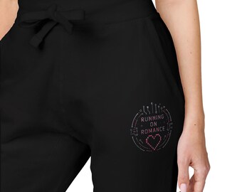Running on Romance Embroidered Joggers, Cyberpunk Heart Sweatpants, Tech Lover Gift, Futuristic Streetwear
