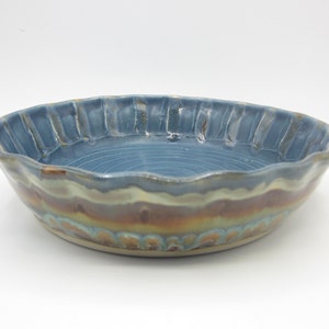 Handmade Ceramic Pie Dish (Large)- Blue/Green/Brown/Blue