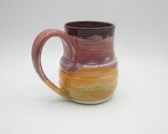 Handmade Ceramic Mug- Purple/Pink/Orange/Yellow