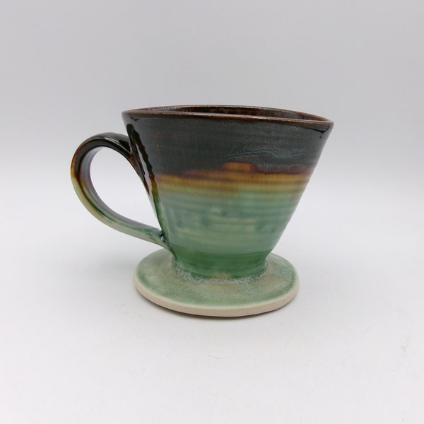 Handmade Ceramic Pour Over- Brown/Green/Blue