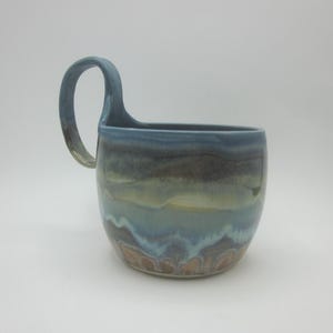 Handgemaakte keramische soepmok - blauw/groen/bruin