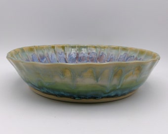 Handmade Ceramic Pie Dish (Large)- Purple/Blue/Green/