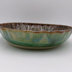 Handmade Ceramic Pie Dish (Large)- Brown/Red/Green/Blue