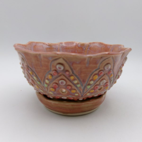 Handmade Ceramic Berry Bowl (Large)- Pink/Orange/Yellow/Green/Purple