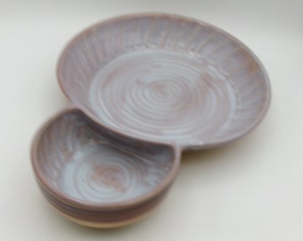 Handmade Ceramic Chip and Dip Bowl- Purple/Red/Orange/Yellow