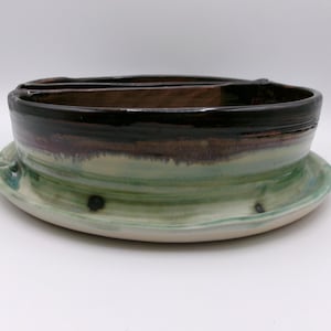 Handmade Ceramic Book End Planter- Brown/Green/Blue (Set of 2)