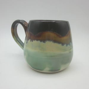 Handmade Ceramic Wine Mug- Brown/Green/Blue