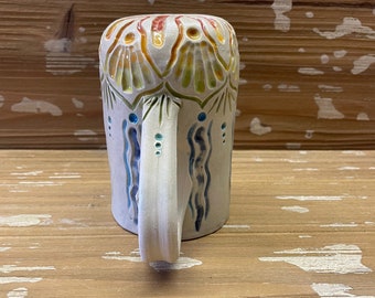 Handmade Ceramic Mug- Red/Orange/Yellow/Green/Blue (Tall)