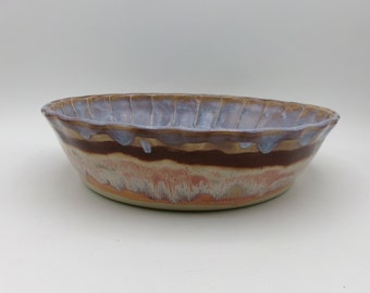 Handmade Ceramic Pie Dish (Large)- Purple/Blue/Pink/Orange