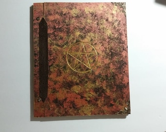Pentagram Tri color Gold Bronze Black Sun Moon Goddess God spell Book of Shadows