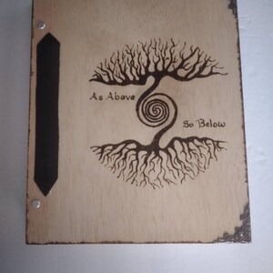 Tree of Life 12 x 11 Book of Shadows grimoire pagan witch wicca spells wood faux leather  fairy faerie tarot love Goddess samhain