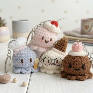 Crochet pattern for chef hat octopus, ice cream, cute stuffed octopus, Amigurumi stuffed octopus pattern (Digital Download)