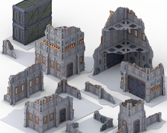 11th Edition Foldable Terrain, Warhammer 40k Compatible, Grey, Battleready, Tournament Ready, Full or Half Set, Combinable.